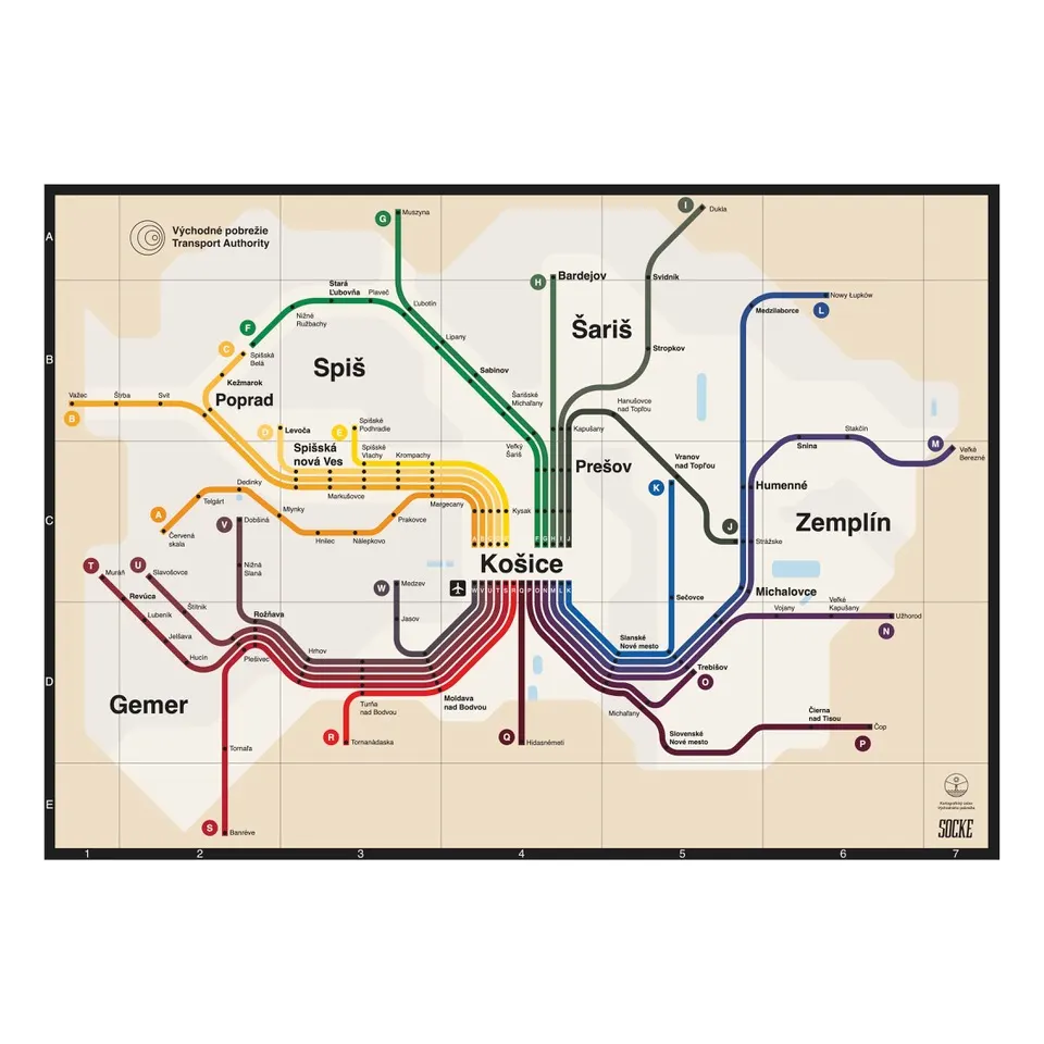 Mapa regionálneho metra — Východné pobrežie Transport Authority